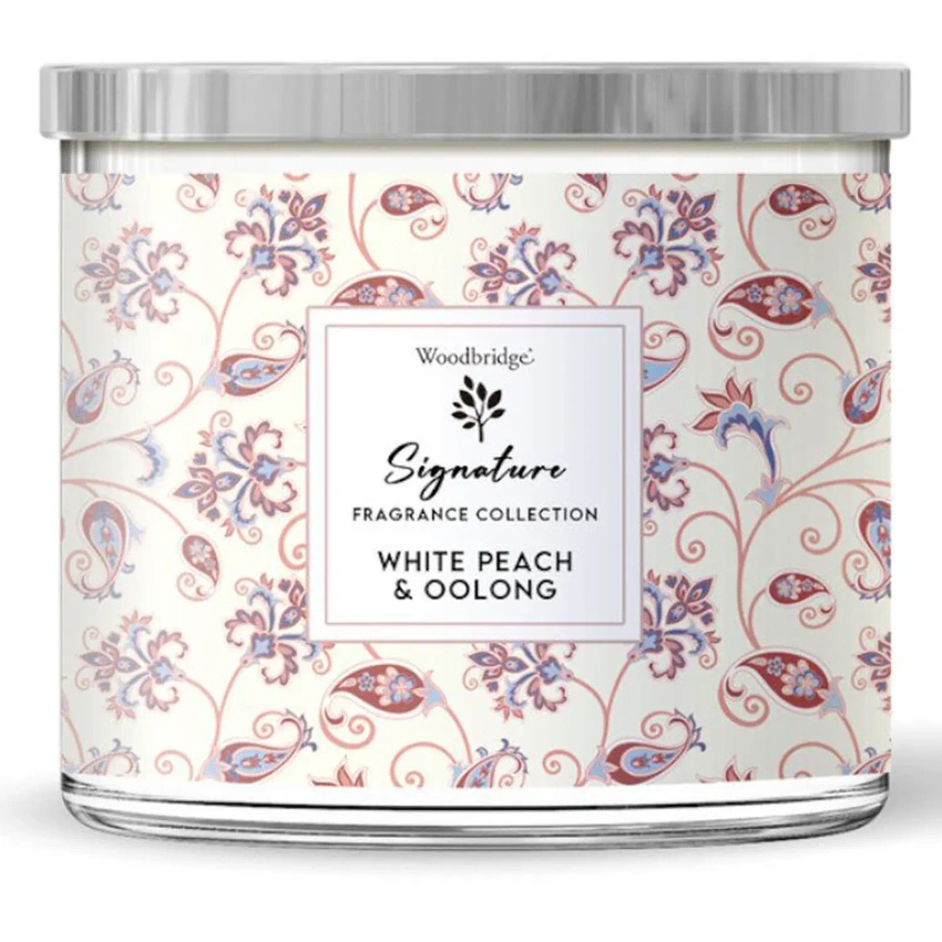 Scented candle in glass 3 wicks - White Peach Oolong Woodbridge
