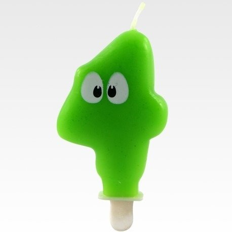 Candela di compleanno numero 4 verde Tamipol