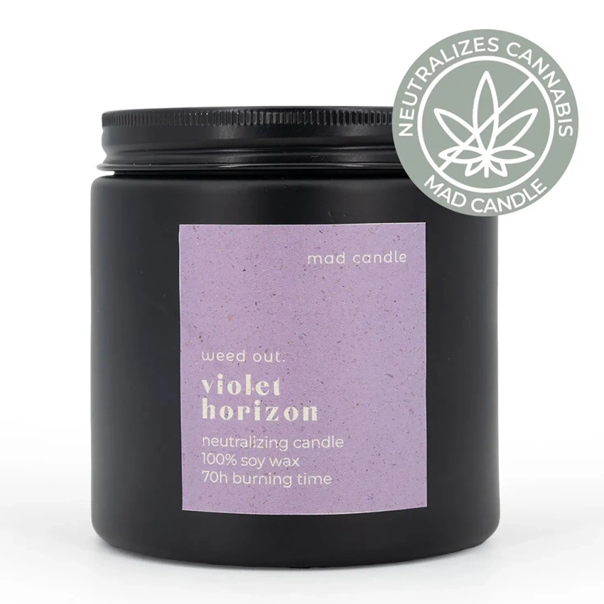 Bougie de soja neutralisant les odeurs Violet Horizon Mad Candle 350 g