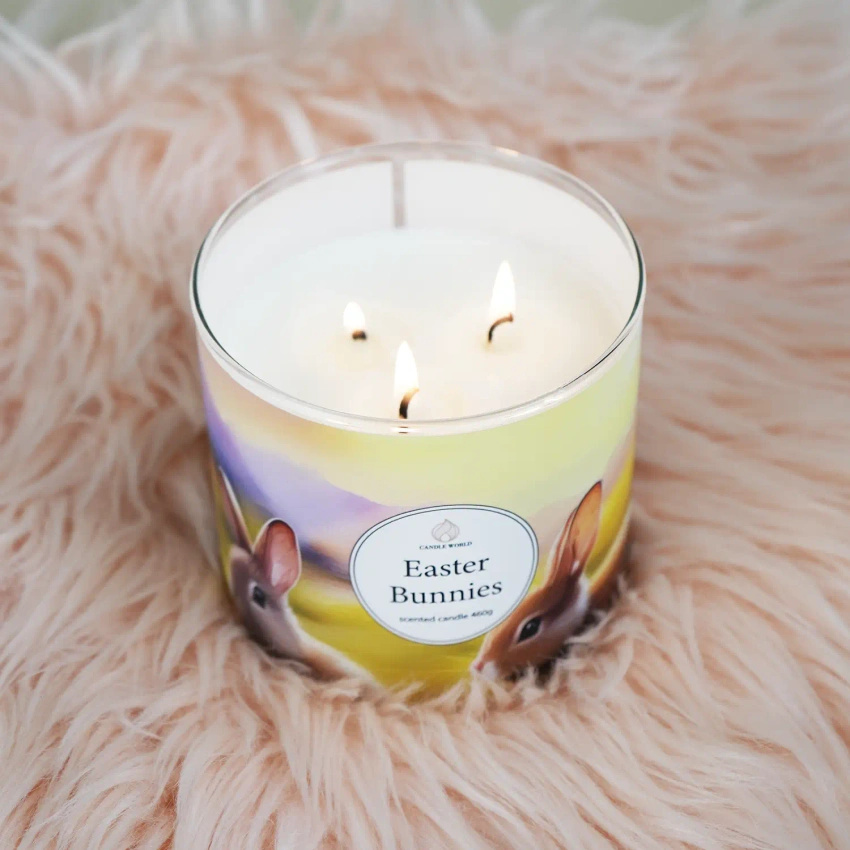 Candle World bougie parfumée au soja de Pâques 3 mèches Easter Bunnies 460 g
