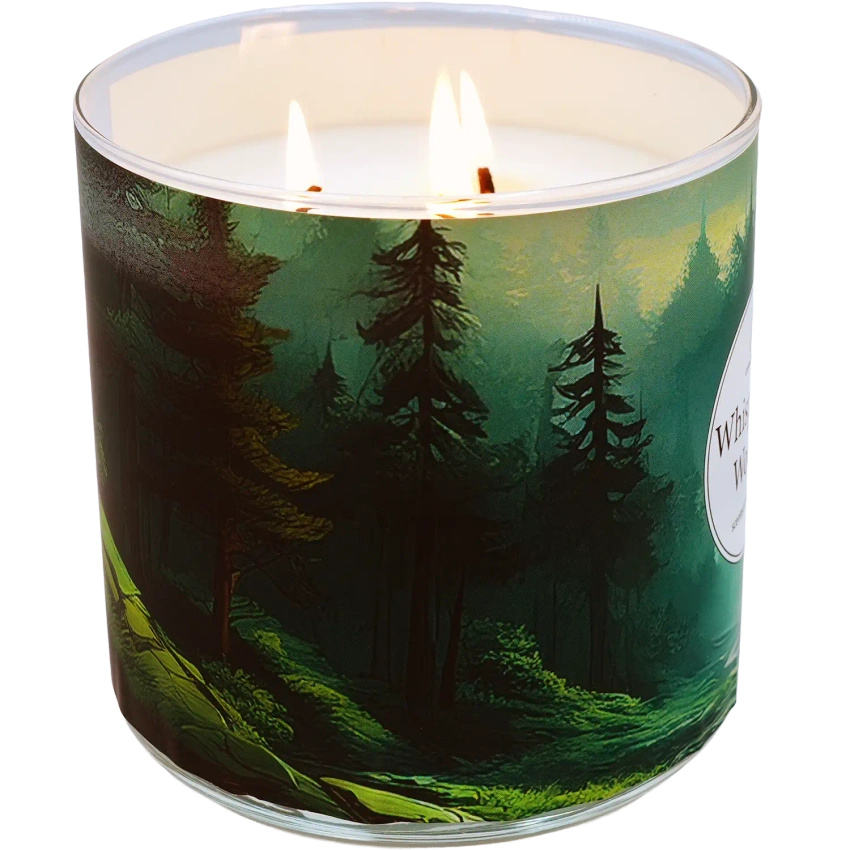 Candle World candela profumata di soia forestale 3 stoppini Whispering Woods 460 g