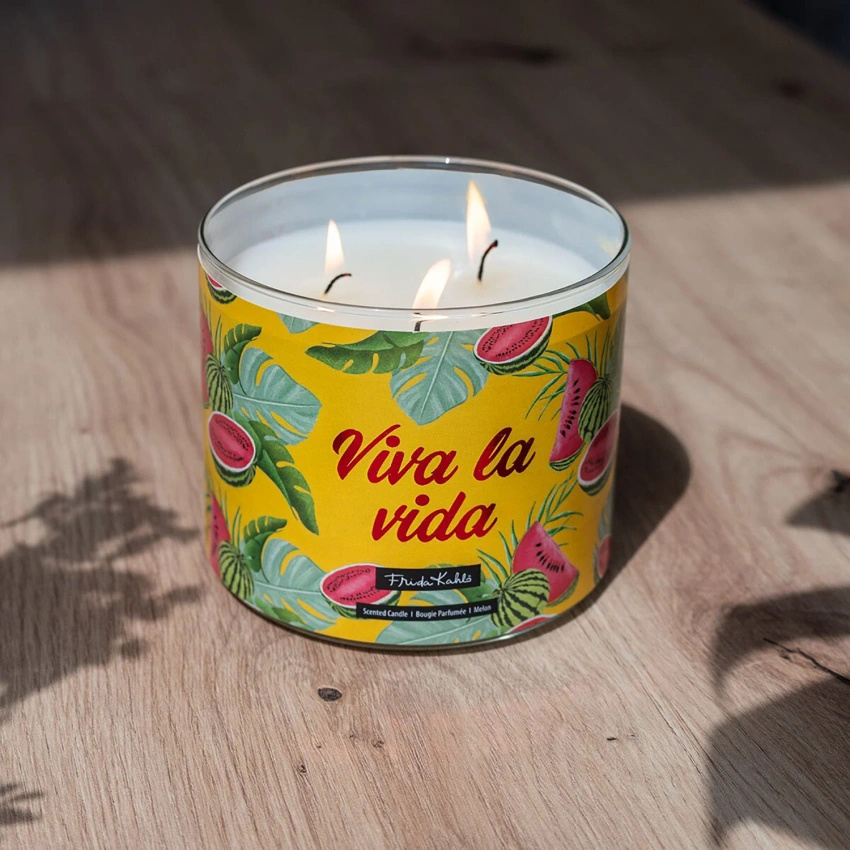 Frida Kahlo candela profumata in vetro esotico Viva la Vida 400 g