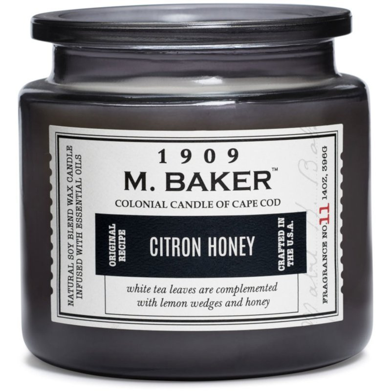 Colonial Candle M Baker grande bougie parfumée au soja pot d'apothicaire 14 oz 396 g - Citron Honey