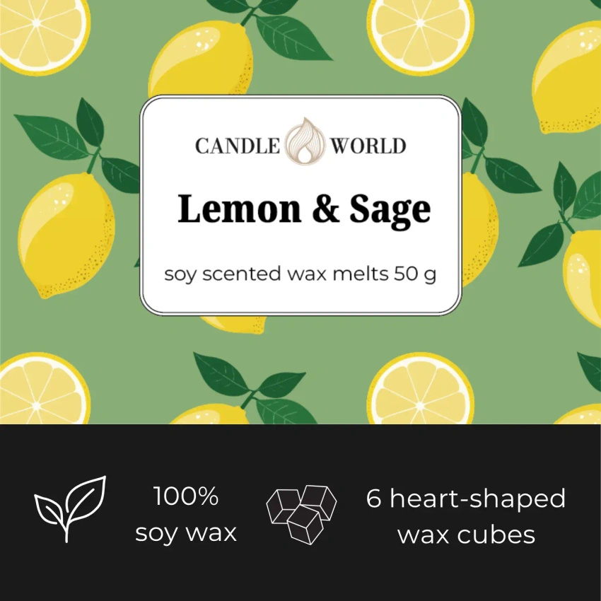 Candle World soja geurwas Lemon Sage 50 g Salie Citroen