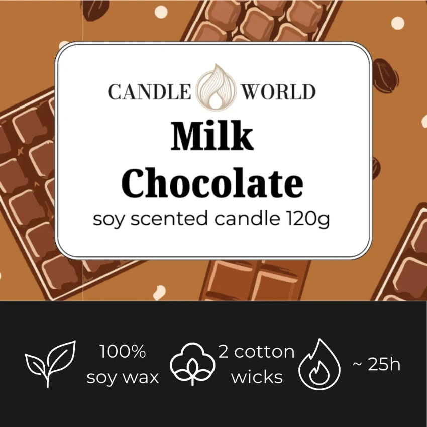 Candle World bougie chocolatée parfumée au soja Milk Chocolate 120 g 