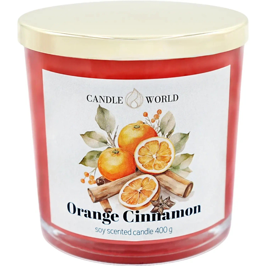 Candle World skleněná svíčka s vůní sóji Orange Cinnamon Orange Cinnamon 400 g