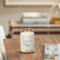 Yankee Candle Signature grande bougie parfumée en coton dans un pot en verre 567 g - Clean Cotton