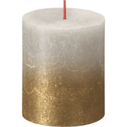 Bolsius Rustic Fading Metallic candela tronco rustica metallizzata ombreggiata non profumata 8 cm 80/68 mm - Sandy Gray Gold