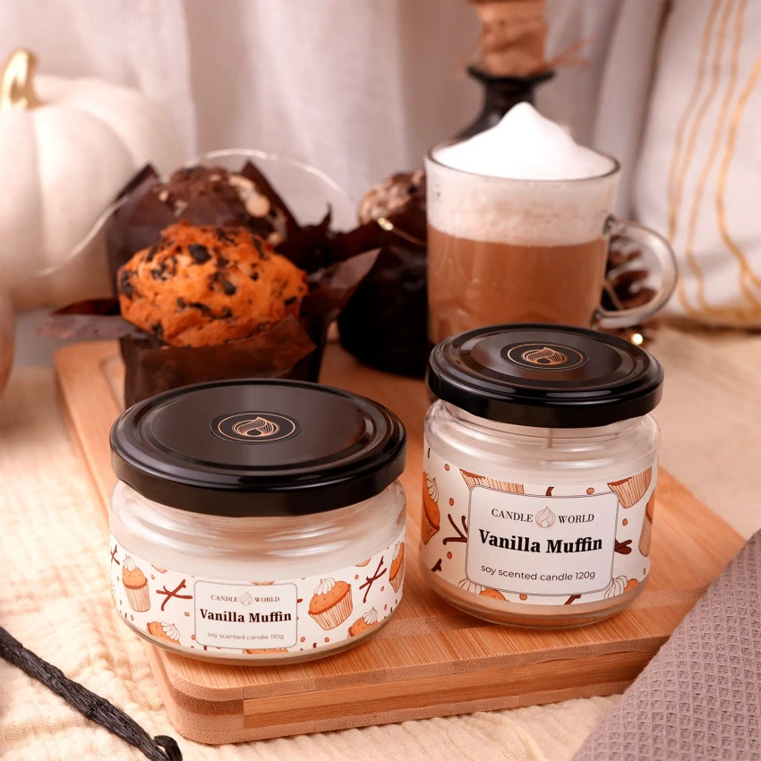 Candle World vela de soja perfumada tarro Vanilla Muffin 120 g Vainilla