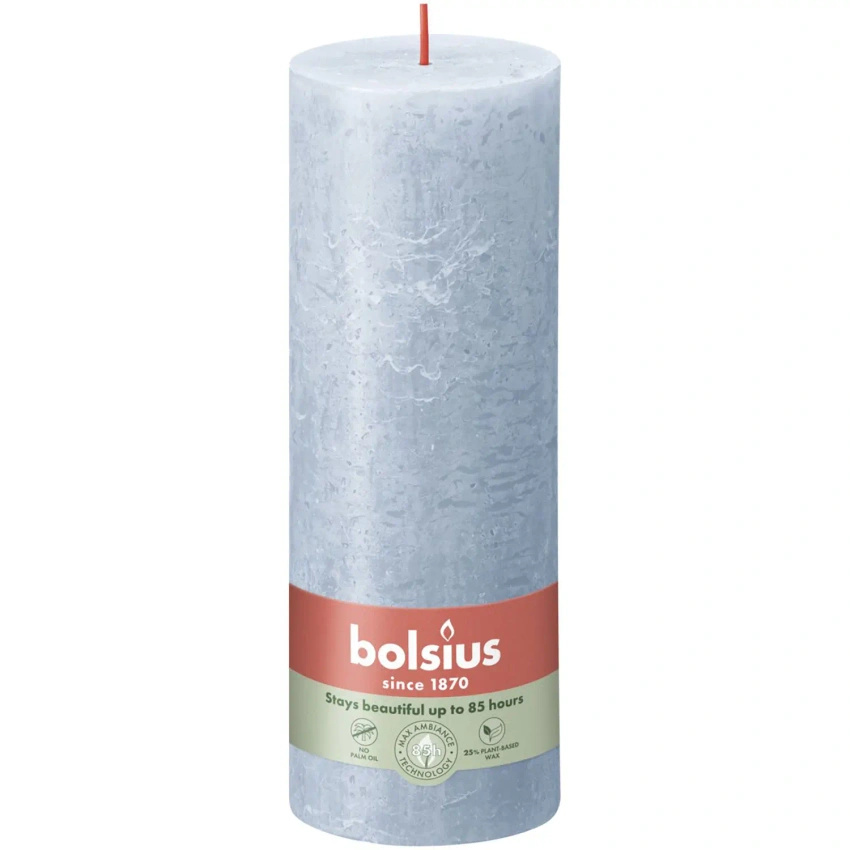 Bolsius rustikaler Baumstamm Kerzenständer Rustic Shine 190/68 mm 19 cm - Himmelblau