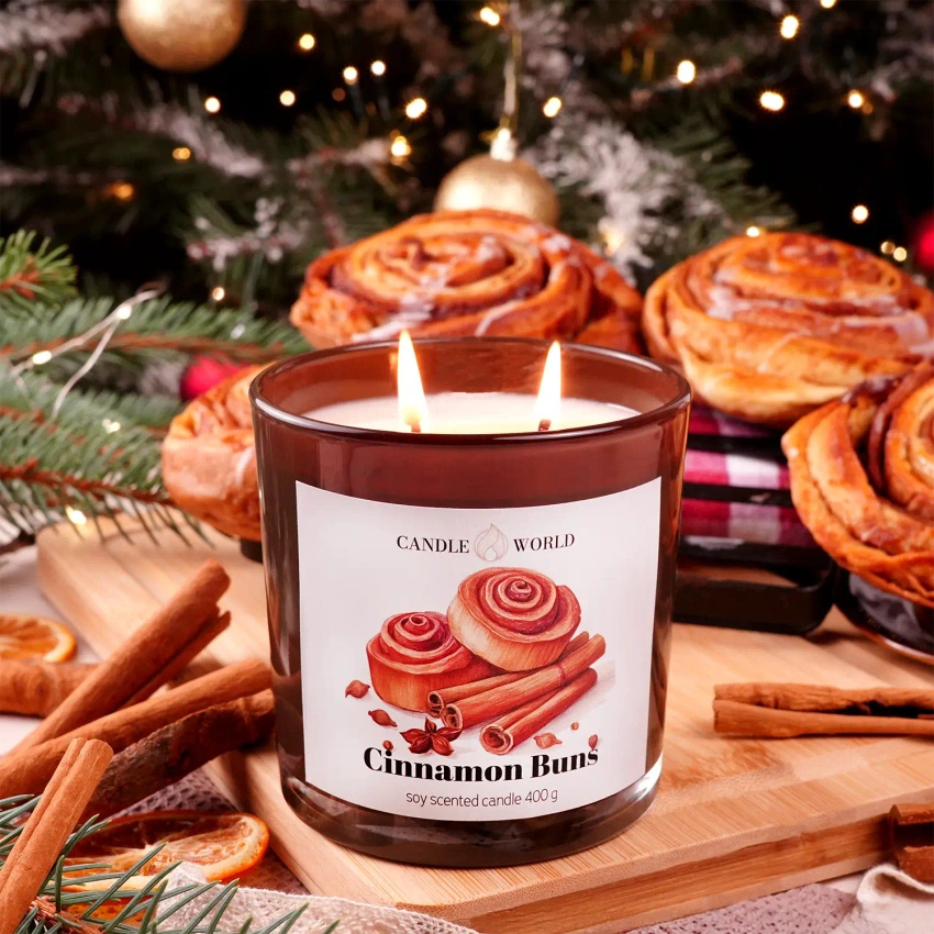 Candle World soy scented candle glass Cinnamon Buns Cinnamon 400 g