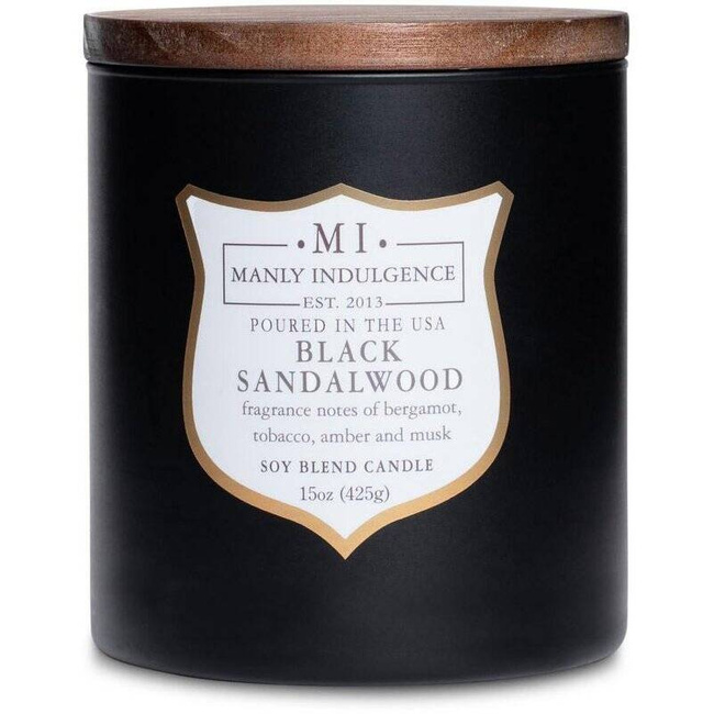 Candela di soia profumata da uomo stoppino di legno Colonial Candle - Black Sandalwood