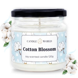 Candle World vela de soja perfumada tarro Cotton Blossom 120 g Algodón