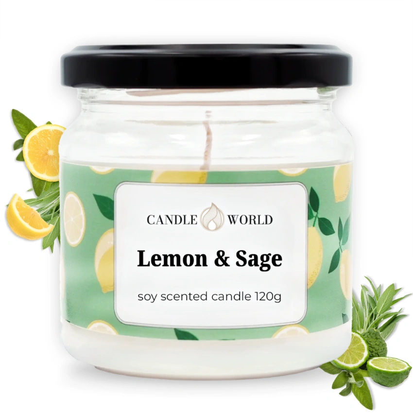 Candle World bougie parfumée au soja Lemon Sage 120 g Sauge Citron