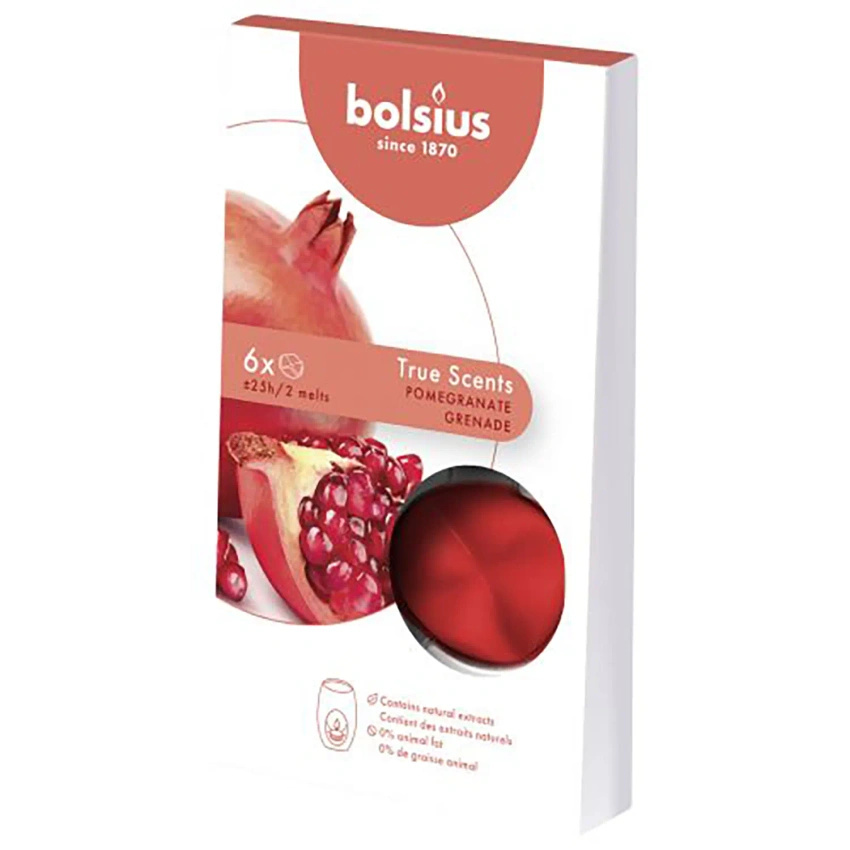 Bolsius geurwas voor open haard True Scents Granaatappel 6 stuks
