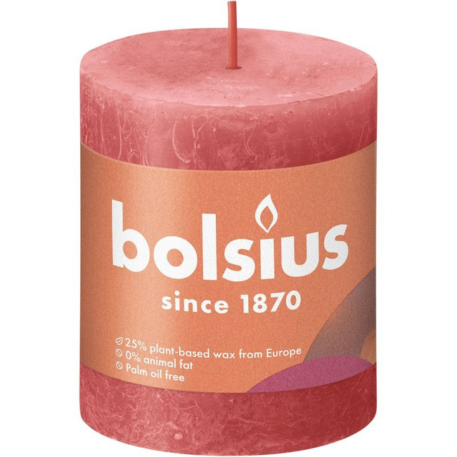Bolsius Rustic Shine unscented solid pillar candle 80/68 mm - Blossom Pink