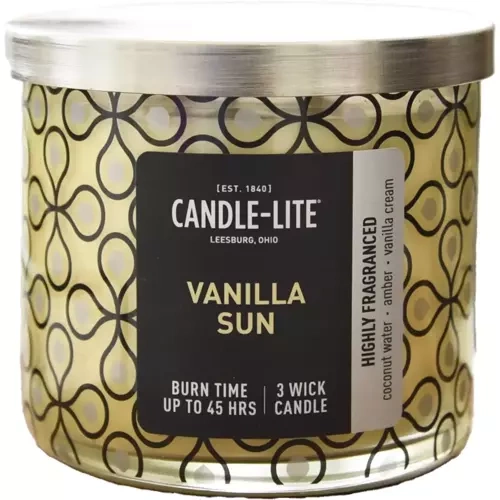 Ароматическая свеча натуральная с тремя фитилями ваниль цветы - Vanilla Sun Candle-lite