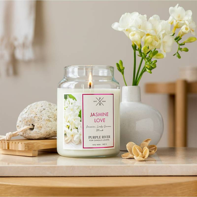Soy scented candle Jasmine Love Purple River 623 g