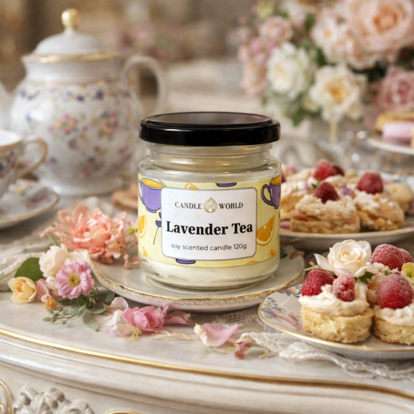 Candle World soja geurkaars pot Lavender Tea 120 g Lavendel