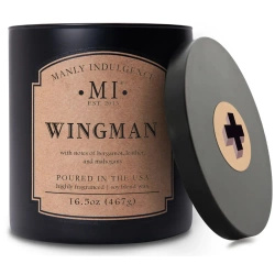 Candela profumata di soia da uomo in vetro nero mogano bergamotto Wingman Colonial Candle 467 g