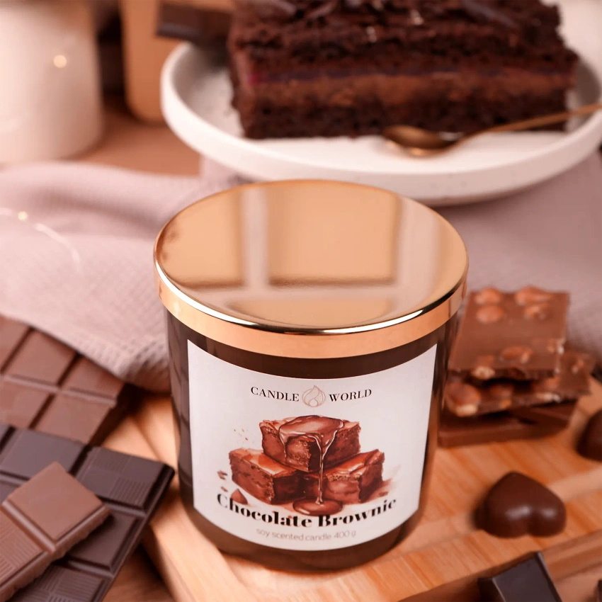 Candle World Soja Duftkerze Glas Chocolate Brownie Schokolade 400 g