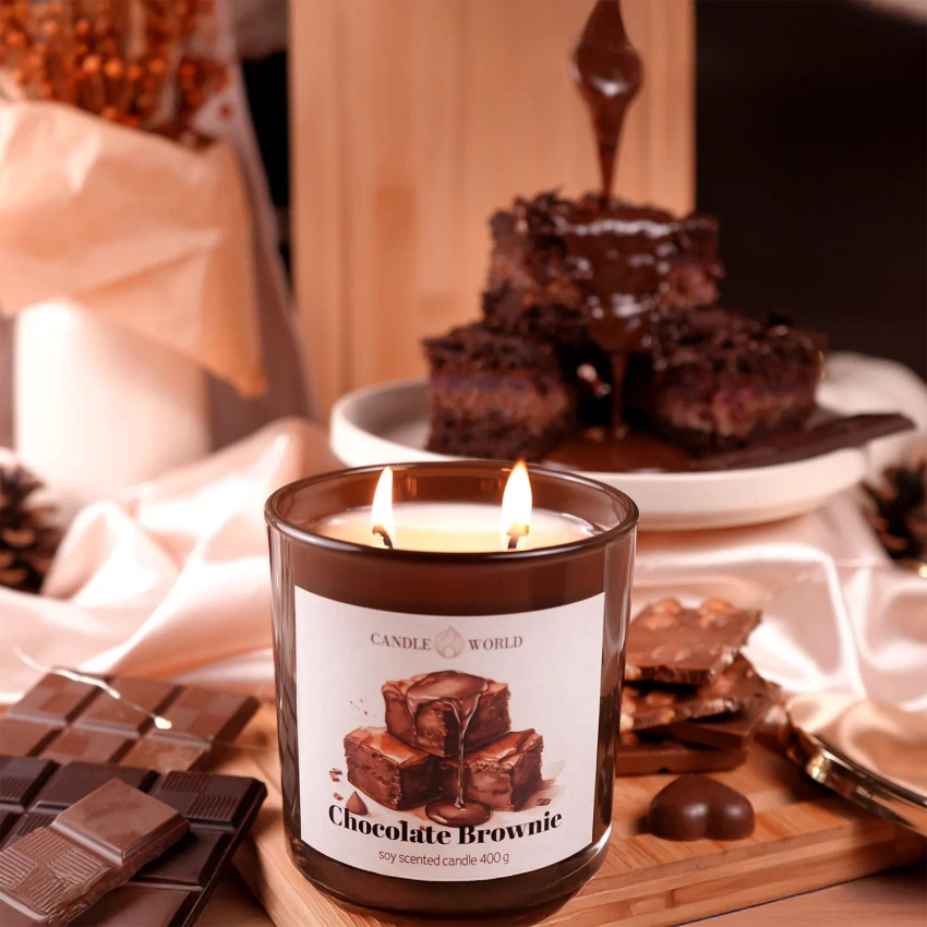 Candle World sojowa świeca zapachowa szkło Chocolate Brownie Czekolada 400 g