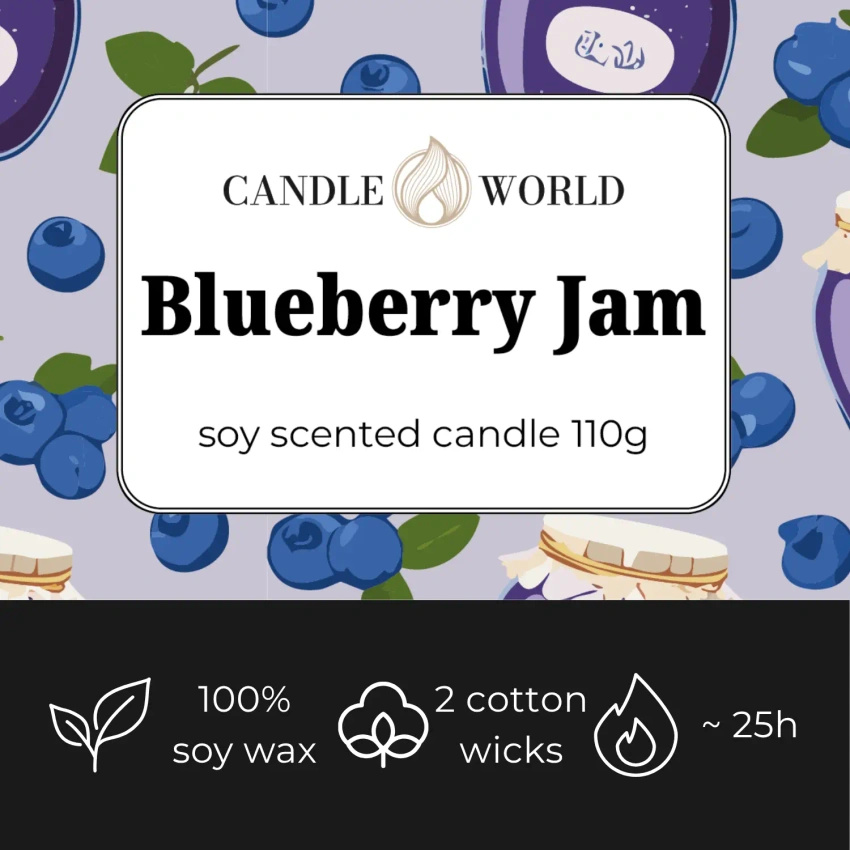 Candle World Soja Duftkerze Glas Blueberry Jam 110 g Heidelbeeren
