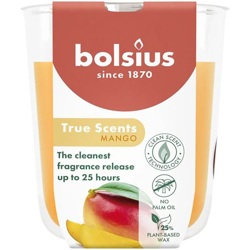 Bolsius True Scents vela perfumada de vidrio 80/73 mm - Mango
