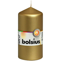 Świeca bryłowa pieńkowa słupek Bolsius 12 cm 120/58 mm - Złota