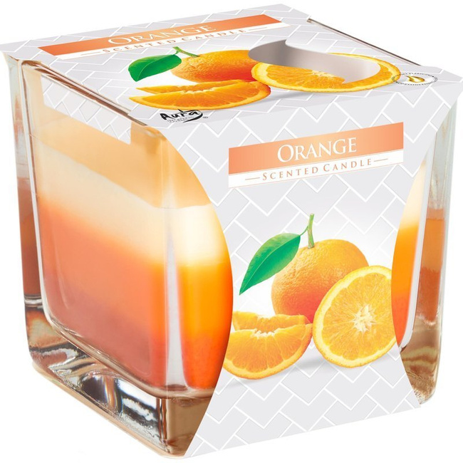 Bispol trójkolorowa świeca zapachowa w grubym szkle ~ 32 h - Orange