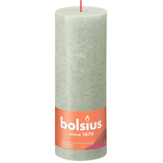 Bolsius Rustic Shine unscented solid pillar candle 190/68 mm 19 cm - Foggy Green