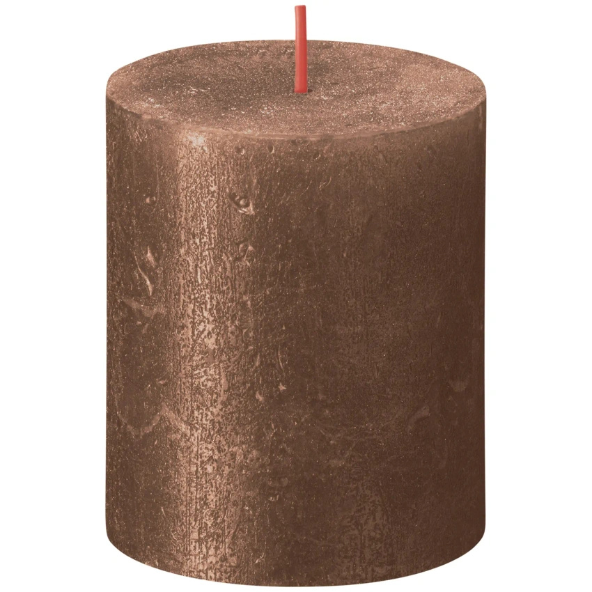 Bolsius Rustic Shimmer boomstamkaars rustiek gemetalliseerd ongeparfumeerd 8 cm 80/68 mm - Koper Koper
