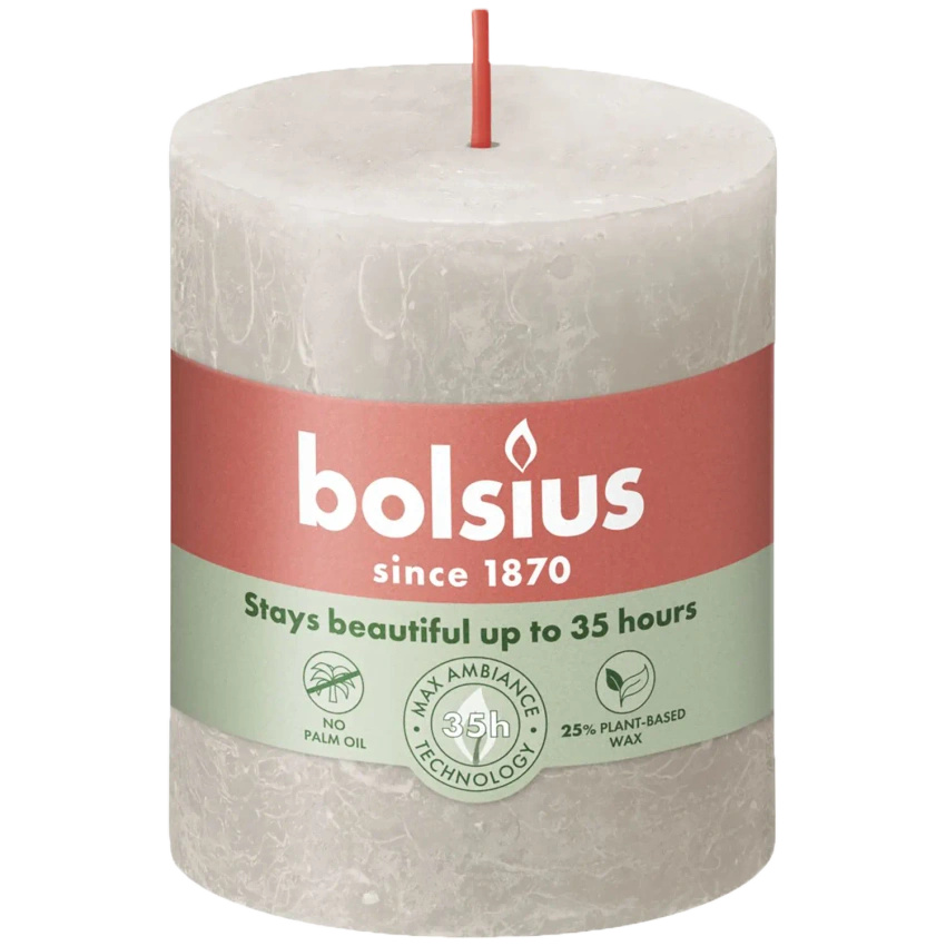 Bolsius rustieke boomstam kandelaar Rustic Shine 80/68 mm - Zandgrijs