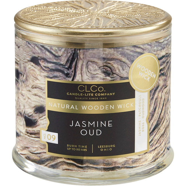 Scented candle with wooden wick Jasmine Oud Candle-lite