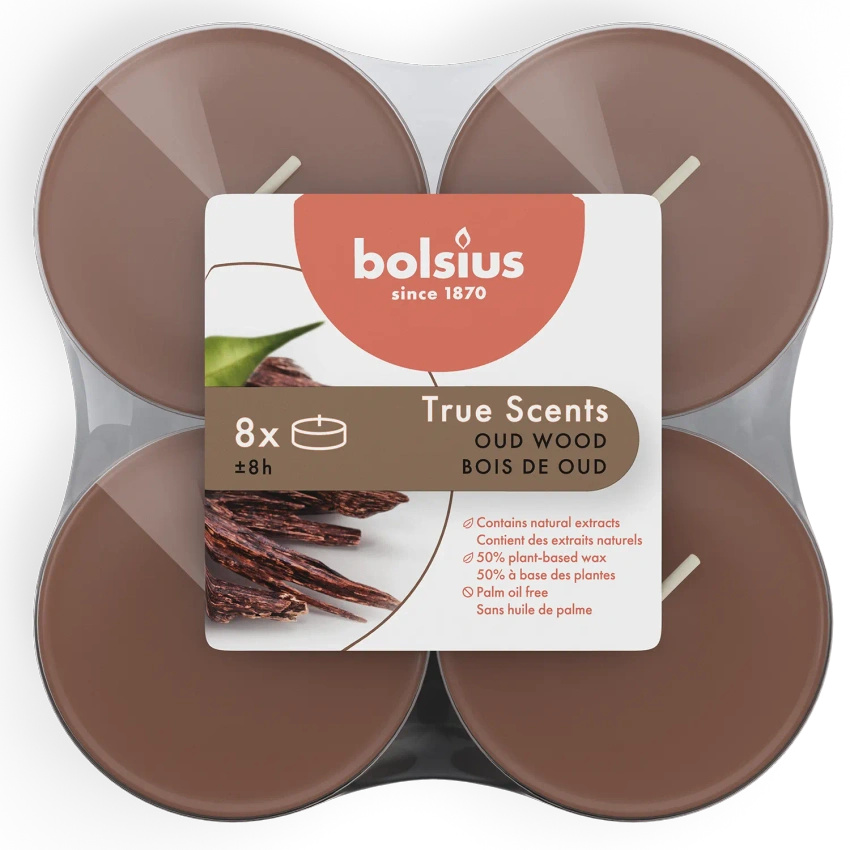 Bolsius True Scents duftwärmer maxi Polycarbonat 6 cm braun 8 Stück - Oud Wood Agarwood