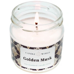 Candle World sójová vonná svíčka ve sklenici Golden Musk 120 g Musk