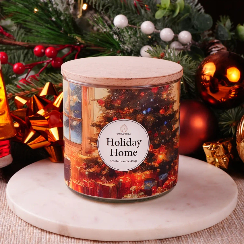 Candle World candela profumata natalizia di soia 3 stoppini Holiday Home 460 g