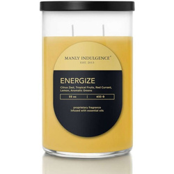 Grande bougie parfumée au soja Colonial Candle Manly Indulgence 623 g en verre avec couvercle - Parfum Homme Energize