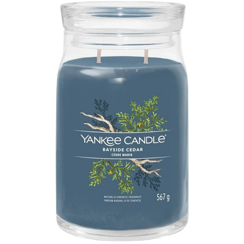 Yankee Candle Signature candela profumata grande in vaso di vetro 567 g - Bayside Cedar
