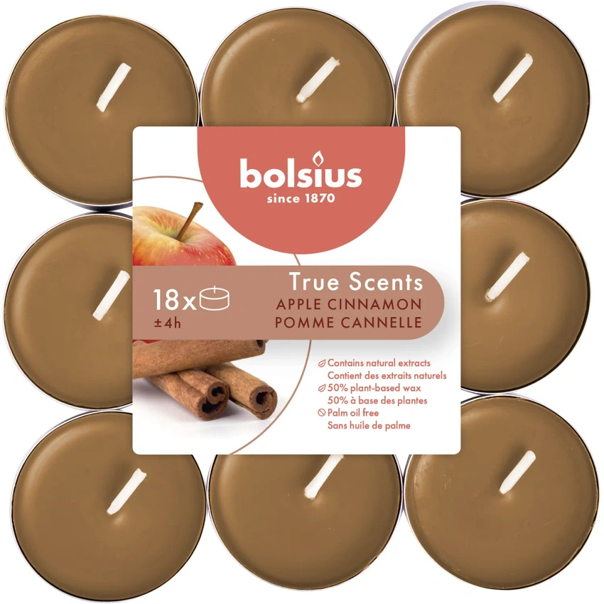 Bolsius True Scents duft-Teelichter 18 Stück - Apfel & Zimt Apple & Cinnamon