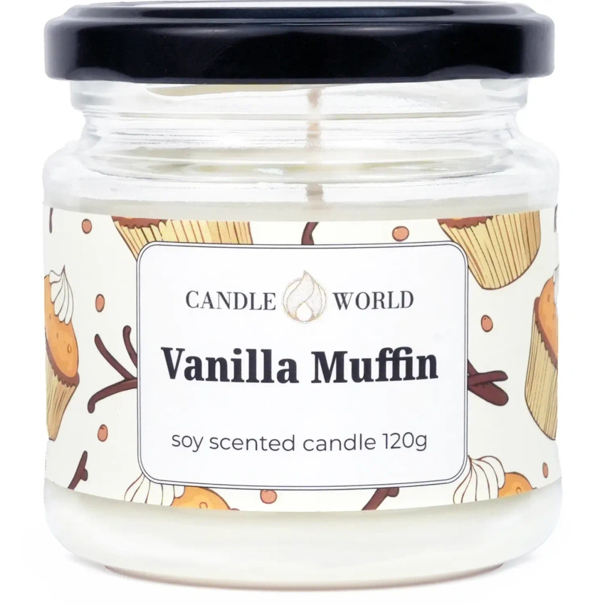 Candle World Soja Duftkerze Glas Vanilla Muffin 120 g Vanille