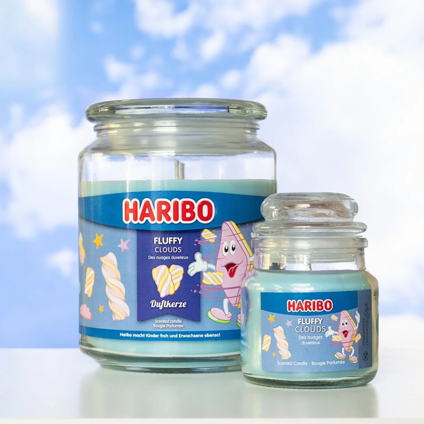 Haribo large scented candle in glass Fluffy Clouds sweet marshmallows 510 g