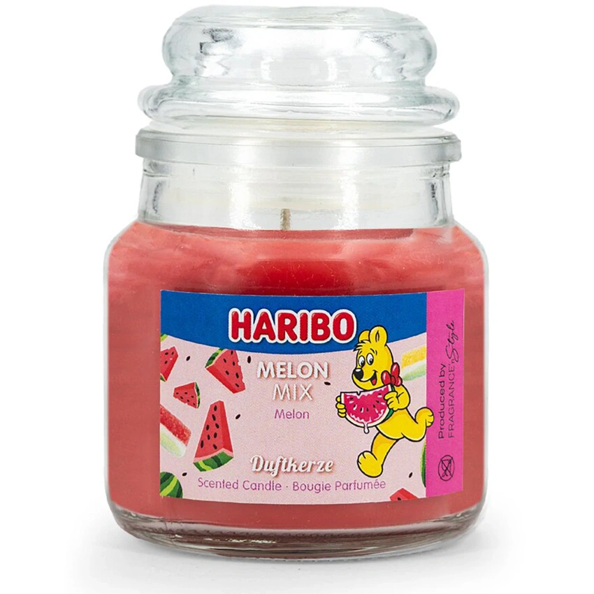 Vonná svíčka ve skle vodní meloun želé Haribo Melon Mix 85 g