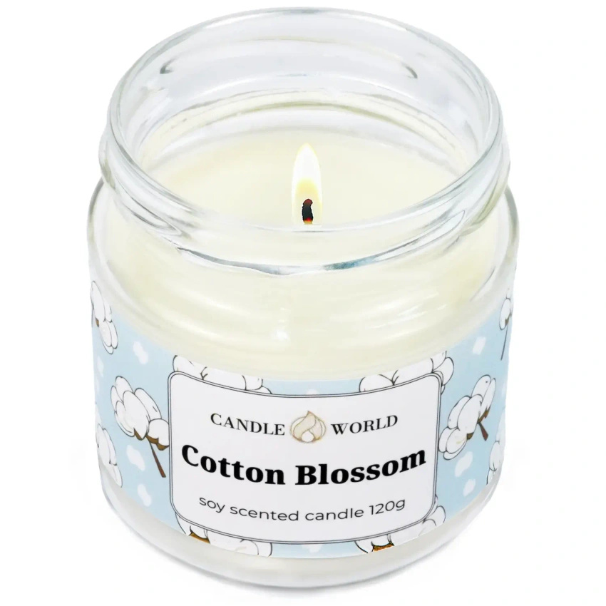 Candle World sojowa świeca zapachowa słoik Cotton Blossom 120 g Bawełna