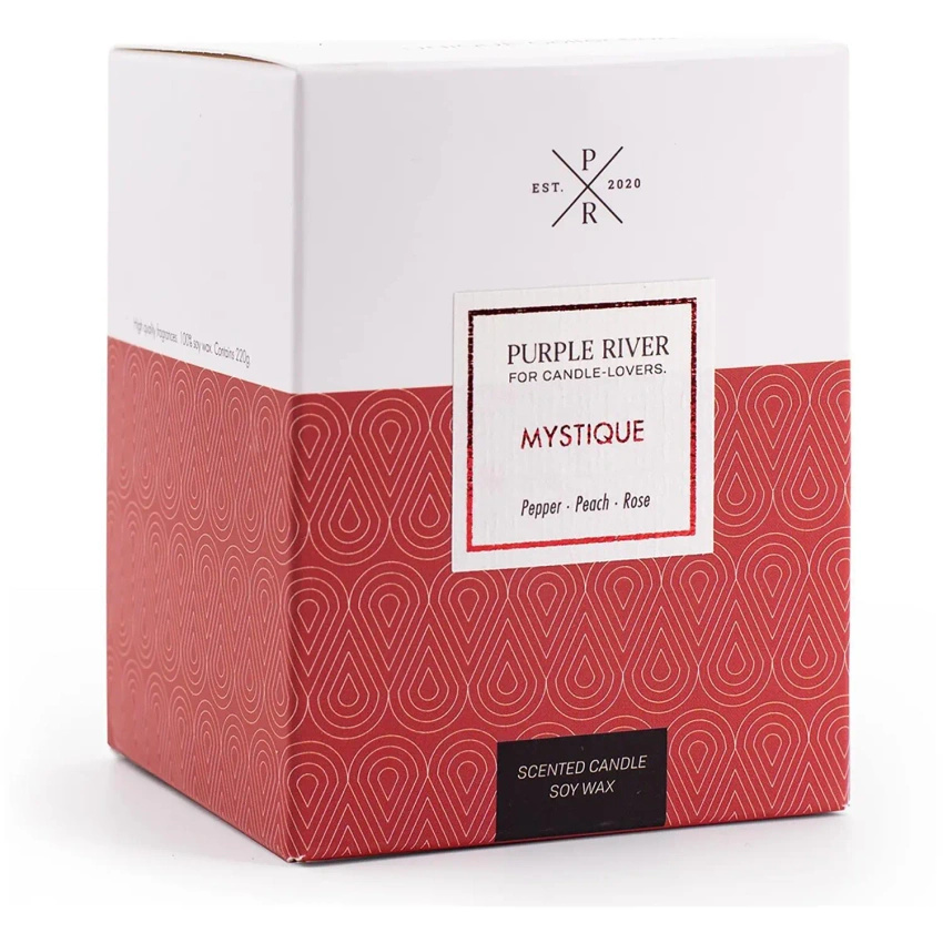 Scented candle with wooden wick soy wax Rose - Mystique Purple River