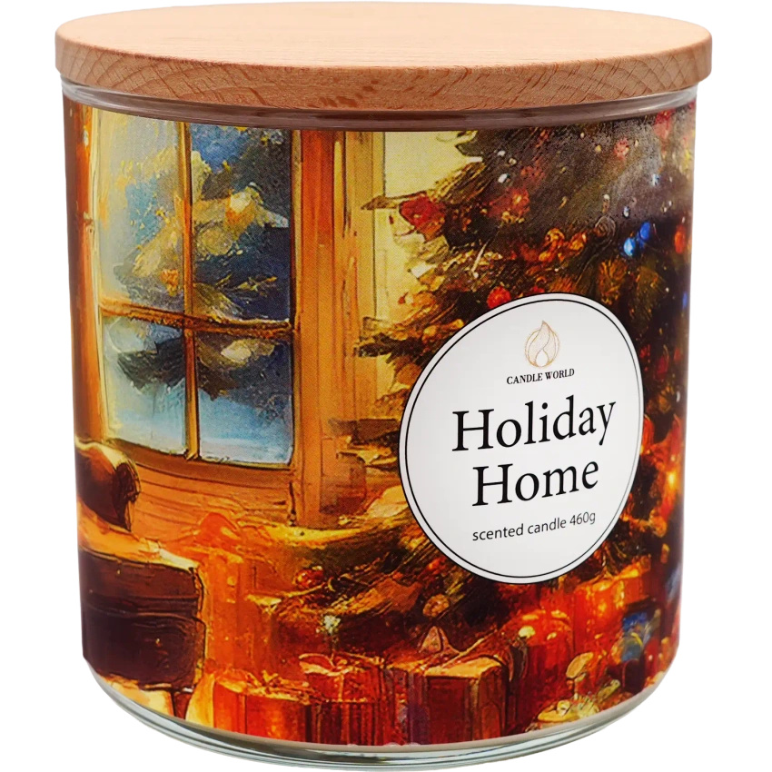 Candle World vánoční vonná svíčka sójová 3 knoty Holiday Home 460 g