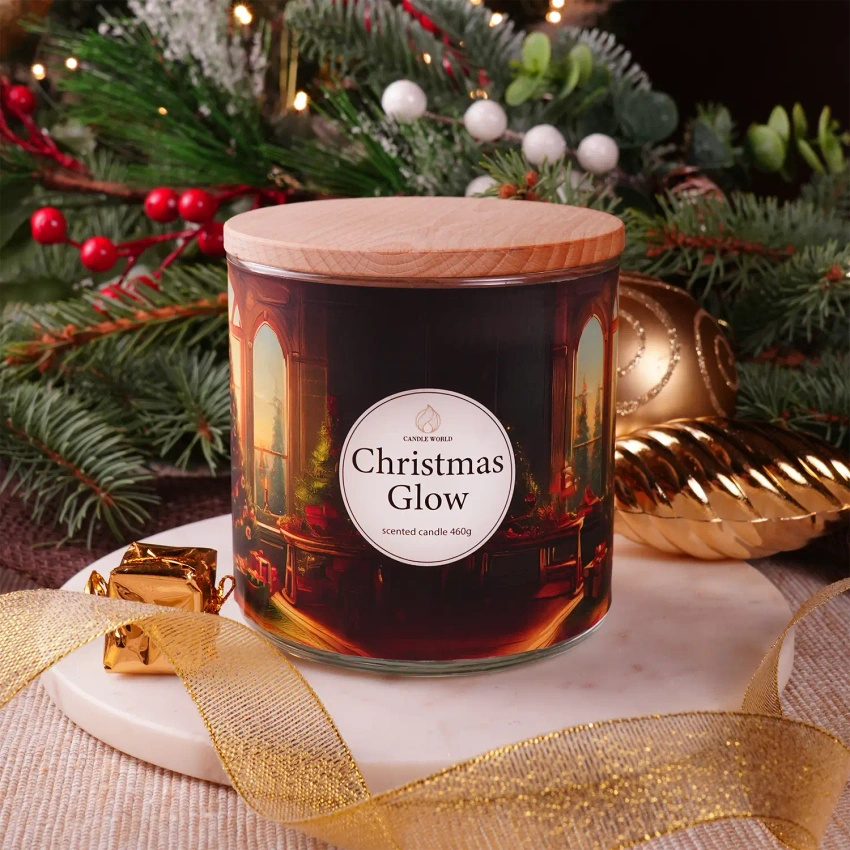 Candle World bougie parfumée de Noël soja 3 mèches Christmas Glow 460 g
