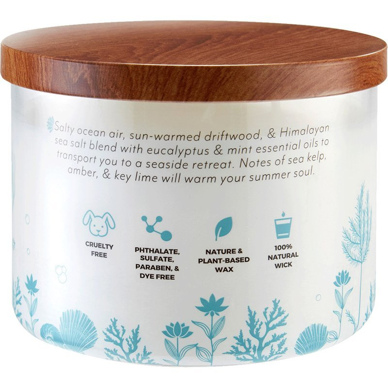 Grande bougie d'aromathérapie parfumée au soja en verre avec trois mèches Sea Salt Driftwood Candle-lite 418 g