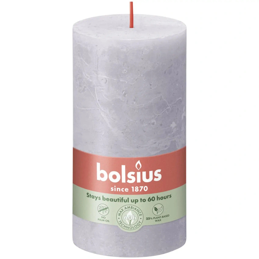 Bolsius rustieke boomstam kaarsenstandaard Rustic Shine 130/68 mm 13 cm - Frosted Lavender