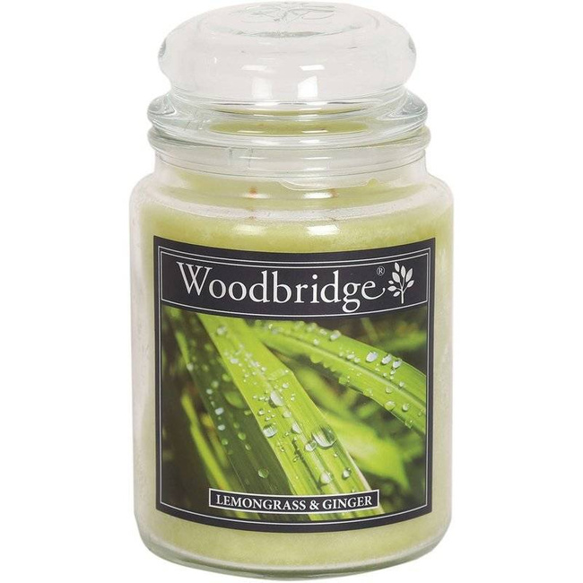 Große Duftkerze im Glas Zitronengras Woodbridge - Lemongrass Ginger